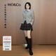 MO&Co.【秦嵐同款】裙褲2025冬新品智性學(xué)院格紋壓褶A字短裙MBE4SOTT05 灰黑格 S /160