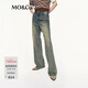 MO&Co.牛仔褲2025秋新品泛黃青光藍竹節肌理棉質(zhì)中低腰MBE3JEN019 牛仔藍色 M 27