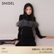 SNIDEL秋冬薄紗吊帶半高領(lǐng)針織連衣裙兩件套SWNO245065 黑色 均碼 （F）