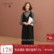 三彩2025冬季新款V領(lǐng)針織連衣裙無(wú)袖A字裙氣質(zhì)長(cháng)裙疊穿S 經(jīng)典黑 S 155/80A