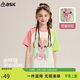ASK JUNIOR女童短袖T恤2025夏兒童兔子印花撞色插肩半袖打底衫 綠色  150 