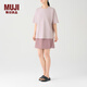 MUJI男女通用 珠地網(wǎng)眼 T恤 男式女式 無(wú)性別 短袖上衣打底衫AB18CC4S 煙熏粉色 S (160/84A)