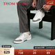 THOM WILLS小白鞋男內增高真皮舒適柔軟休閑鞋反絨拼接復古白色板鞋冬季 淺灰色G271 40 /7碼