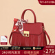 viney牛皮斜挎包包女包新娘紅色婚包手提生日新年禮物送女友老婆 【酒紅色】實(shí)用高檔媽媽包中年托特包 時(shí)尚輕奢品牌休閑通勤單肩大包