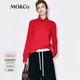 MO&Co.毛衣2025冬新品綿羊毛山羊絨堆堆領(lǐng)高領(lǐng)寬松打底針織衫MBE4SWTT04 大紅色 L /170