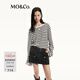 MO&Co.針織衫亞麻棉混紡輕薄竹節肌理感寬松條紋中性落肩摩安珂 黑白條色 S /160