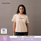 Calvin KleinJeans25夏季女士休閑通勤ck花朵字母貼布繡純棉針織短袖上衣T恤