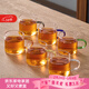 雅集茶具品茶杯曉茶杯100ml耐熱玻璃品茗杯家用辦公杯彩把-6個(gè)裝