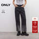ONLY2025夏季新款高腰漸變寬松直筒褲七分褲牛仔褲女|12526I002 J09深牛仔灰色 L L標準褲長(cháng)