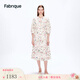 Fabrique6A級桑蠶絲棉混紡可拆卸腰帶花卉印花A型連衣裙 花色 XS （XS/P）