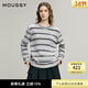 moussy 冬季新品美式復古條紋撞色圓領(lǐng)長(cháng)袖T恤028IAA80-1015 165花紋灰色 均碼