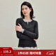 茵曼2026春季女裝新款假兩件撞色收褶T恤百搭顯瘦長(cháng)袖打底衫上衣 深灰色 M