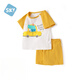 舒貝怡兒童夏裝短袖短褲套裝夏季純棉寶寶t恤男童女童外出無(wú)袖休閑童裝 交通工具姜黃 【短袖套裝】 120
