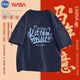 NBHD NASA新品貓耳字母ins創(chuàng  )意設計短袖男夏季t恤百搭減齡修身校園風(fēng) 【藏青色】t恤220g-貓耳字 XL 140-160斤