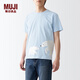 MUJI 男式天竺編織印花T恤男士短袖打底衫男款上衣 北極熊們 L (175/100A)