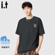 fingercroxx it純棉透氣短袖t恤男潮流彩色字母印花寬松休閑半袖 深灰 L