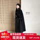 GARNUO黑色牛角扣呢子大衣女中長(cháng)款2026年秋冬季新款小個(gè)子加厚毛呢外套 黑色 L【121-130】