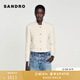 SANDRO秋冬女裝法式優(yōu)雅簡(jiǎn)約白色細條紋圓領(lǐng)直筒上衣花呢短外套 A235/象牙色 M (38)