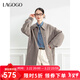 LAGOGO【100綿羊毛】寬松大衣女拉谷谷2024年冬新款簡(jiǎn)約長(cháng)款外套 灰駝色 L