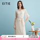 愛(ài)特愛(ài)（EITIE）時(shí)尚高級感繡花V領(lǐng)顯瘦喇叭袖雪紡連衣裙夏季新款女B2407328 香檳白13 M 160