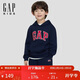 蓋璞（GAP）男女童2026春季新款logo貼布繡寬松套頭連帽衛衣兒童裝860933