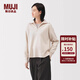 MUJI女式 米蘭諾羅紋編織半拉鏈毛衣女款針織衫25年冬季 女裝 上衣 米白色 M (160/84A)