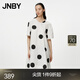 JNBY/江南布衣秋冬連衣裙波點(diǎn)短袖寬松V領(lǐng)全棉中長(cháng)款時(shí)尚5N7G13460 199/白底多彩花型 S