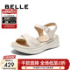 百麗（Belle）寬條帶休閑涼鞋女商場(chǎng)同款真皮厚底涼鞋D6N2DBL5 米白 37 (235mm)