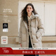 MSLAN90白鴨絨可拆卸連帽長(cháng)款輕薄羽絨服2025冬季新款復古高級感厚外套 米灰 M