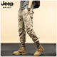JEEP SPIRIT工裝褲男春秋季新款休閑褲子男寬松耐磨潮流中青年束腳長(cháng)褲 679卡其色#常規款 34 （建議155-165斤）