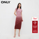 ONLY秋季休閑百搭顯瘦漸變刺繡中長(cháng)款連衣裙女|124161014 E15 桃花木色 S (160) 80A