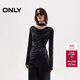 ONLY 2025秋季優(yōu)雅蕩領(lǐng)個(gè)性飄帶腰身捏褶長(cháng)袖T恤女|125302023