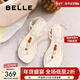 百麗（Belle）周雨彤李藝彤同款編織鞋夾趾涼鞋女商場(chǎng)款串珠度假風(fēng)涼鞋D8S1DBL5 米白 38 (240mm)