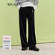 MO&Co.刺繡直筒闊腿休閑長(cháng)褲黑色休閑運動(dòng)褲長(cháng)褲女直筒窄款糯米褲 黑色-第2批 L 170