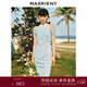 MAXRIENY【浪漫當夏】國風(fēng)新中式提花仙美連衣裙夏季改良旗袍 霧藍 S 01