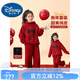 迪士尼（DISNEY）12歲女孩衣服套裝冬季加絨女童紅色蝴蝶結連帽衛衣保暖休閑兩件套 紅色連帽套裝[加絨] 加厚 120 cm[建議身高110-120cm]
