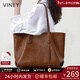 viney托特包包女包牛皮手提包通勤單肩大包送生日情人節禮物女朋友老婆 【深棕色】實(shí)用高檔百搭品牌輕奢