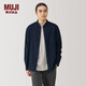 MUJI 男式 法蘭絨 立領(lǐng)長(cháng)袖襯衫 男士襯衣外套 男裝上衣冬季空調衫 藏青色 L(175/100A)