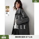 ELLE【100%綿羊毛】大翻領(lǐng)撞色雙面呢大衣女2025冬季新款毛呢外套 中灰 【預售】 S