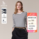 哈吉斯（HAZZYS）女裝 女士純棉條紋寬松長(cháng)袖T恤女ABTSE0CCX02