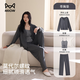 貓人（MiiOW）帶胸墊睡衣女款春秋季莫代爾吊帶長(cháng)袖休閑條紋外穿家居服三件套裝 9009  外套+吊帶+長(cháng)褲 【柔軟親膚 自帶胸墊】 L ( 建議身高160-165/體重100-120斤)