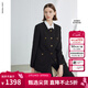 朗姿法式復古高級感氣質(zhì)肌理感短款外套秋新款時(shí)尚醋酸短外套 黑色 L