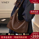 viney牛皮托特包包女包品牌斜挎包大容量生日新年禮物送女友老婆 【咖啡色】高檔實(shí)用單肩大包 時(shí)尚輕奢百搭休閑通勤腋下包