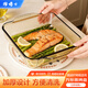 阿博士方形耐熱玻璃烤盤(pán)烤箱微波爐專(zhuān)用器皿蒸魚(yú)盤(pán)餐盤(pán)菜盤(pán)水果盤(pán)蒸魚(yú)家用盤(pán)子方形2L