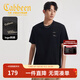 卡賓（CABBEEN）【索羅娜涼感】短袖男士T恤燙珠花卉字母繡花夏季短袖T恤男裝 煤黑色01（舒適版型） XL /180/52