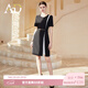 AD夏季連衣裙女輕熟風(fēng)黑色圓領(lǐng)西裝裙減齡通勤職業(yè)裝a字裙 連衣裙 S