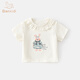 班喜迪女童短袖t恤夏裝2026新款洋氣女寶寶上衣小童裝薄款夏季兒童衣服 米色 110