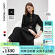 朗姿騏驥紅復古赫本風(fēng)高智長(cháng)袖a字裙25春季新款收腰修身連衣裙 黑色 M