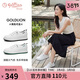 金利來(lái)（Goldlion）女鞋甜系簡(jiǎn)約小白鞋平底舒適免系帶休閑板鞋女G668230116白黑38