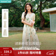 茵曼植物碎花女裝無(wú)袖連衣裙浪漫度假風(fēng)寬松2026夏季新品花苞長(cháng)裙子 杏色-18528022 S